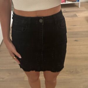 Black Denim Mini Skirt - Classic High-Rise